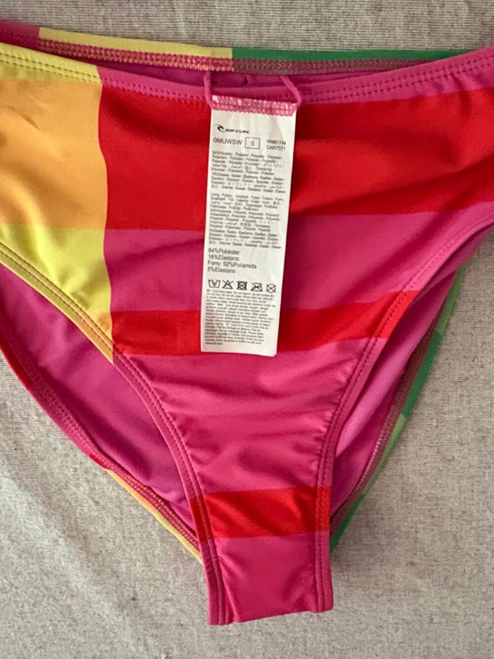 NWT Roxy Pink Ribbed Bikini Top + Rip Curl Colorblock Bottom M/S - Picture 3 of 6